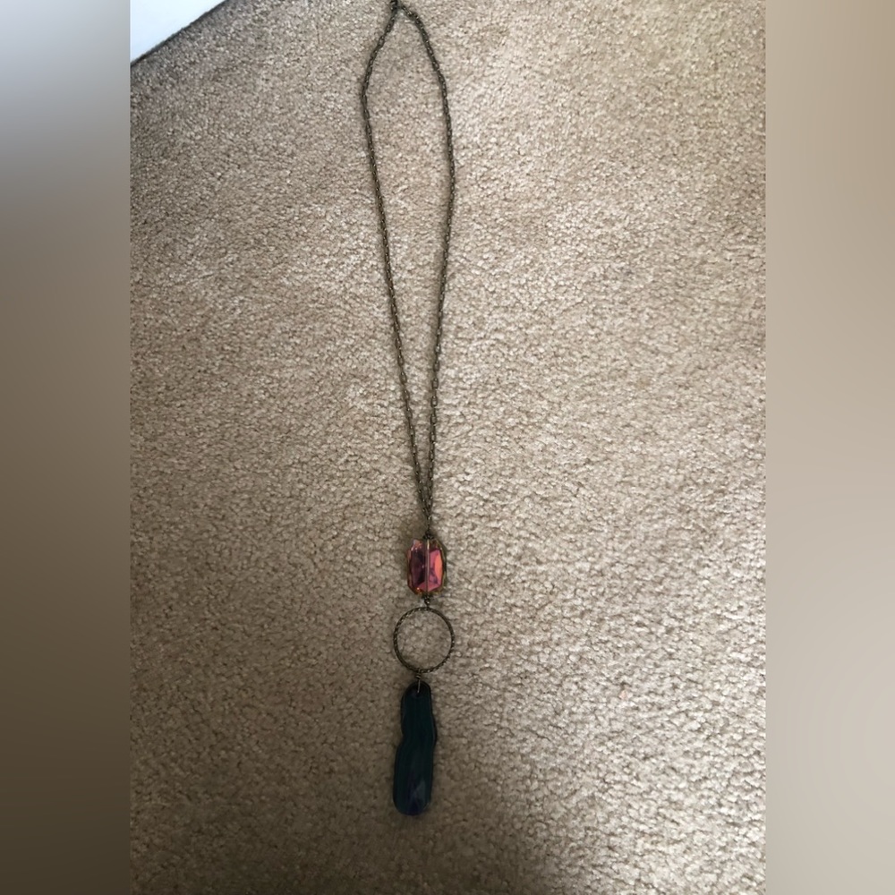 Ladies blue green agate necklace & earrings